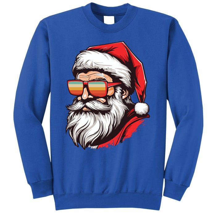 Christmas Santa Face Retro Sunglasses Xmas Gift Tall Sweatshirt