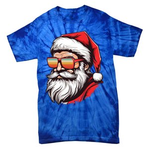 Christmas Santa Face Retro Sunglasses Xmas Gift Tie-Dye T-Shirt