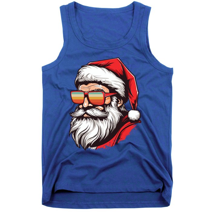 Christmas Santa Face Retro Sunglasses Xmas Gift Tank Top