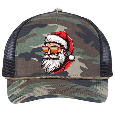 Christmas Santa Face Retro Sunglasses Xmas Gift Retro Rope Trucker Hat Cap