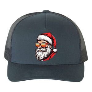 Christmas Santa Face Retro Sunglasses Xmas Gift Yupoong Adult 5-Panel Trucker Hat