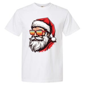 Christmas Santa Face Retro Sunglasses Xmas Gift Garment-Dyed Heavyweight T-Shirt