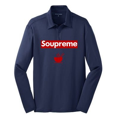 Charles Soupreme Funny Soupreme Logo Silk Touch Performance Long Sleeve Polo