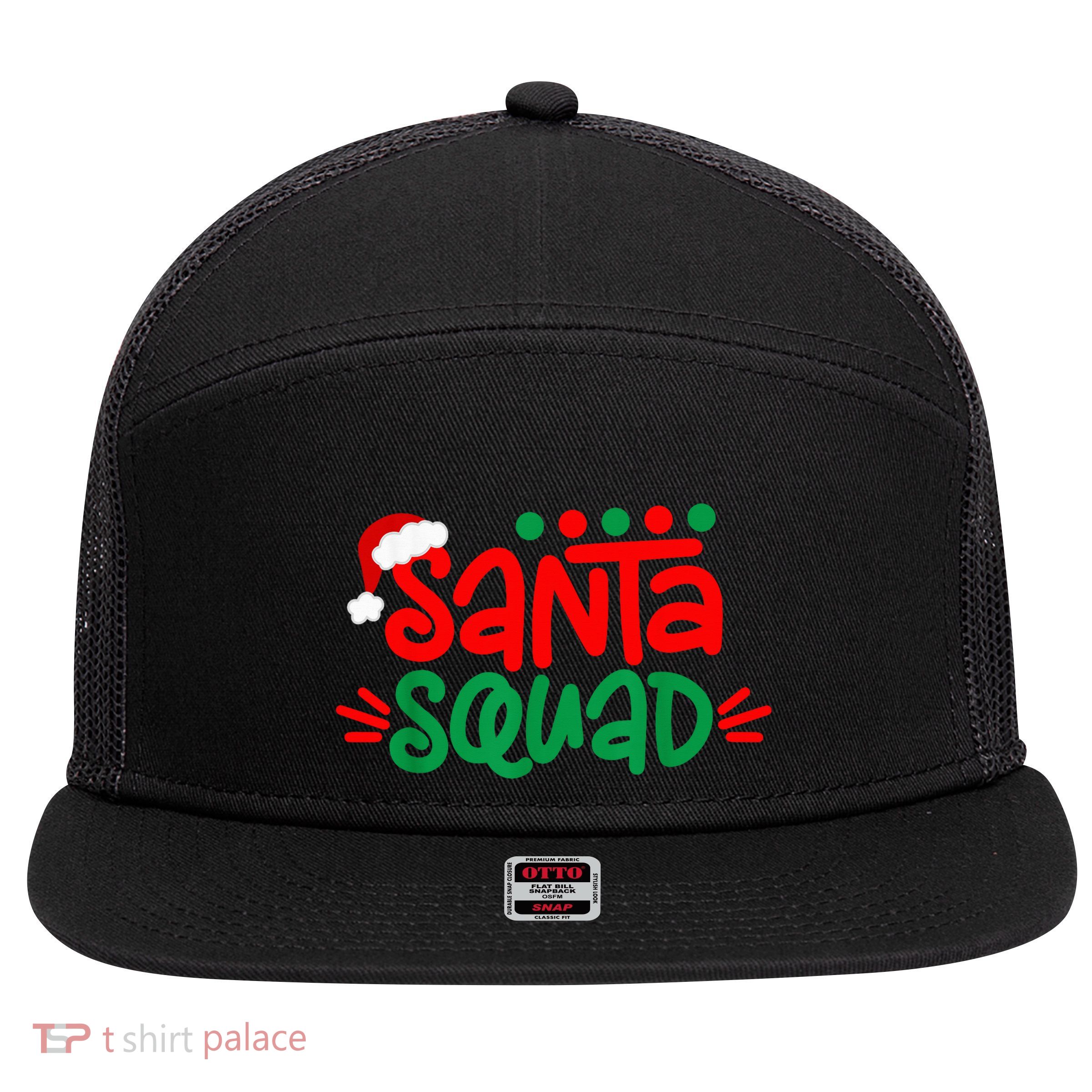 Christmas Squad Family Matching Xmas Santa Squad 7 Panel Mesh Trucker Snapback Hat