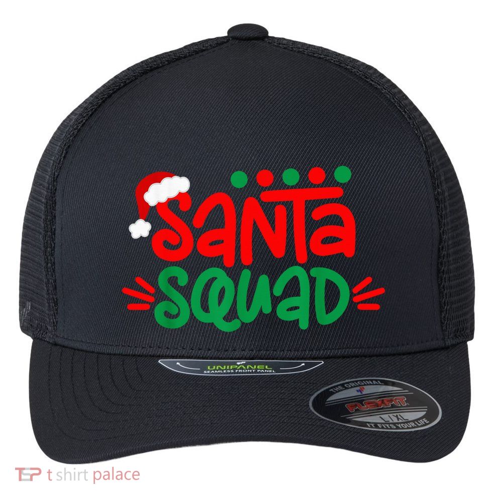Christmas Squad Family Matching Xmas Santa Squad Flexfit Unipanel Trucker Cap