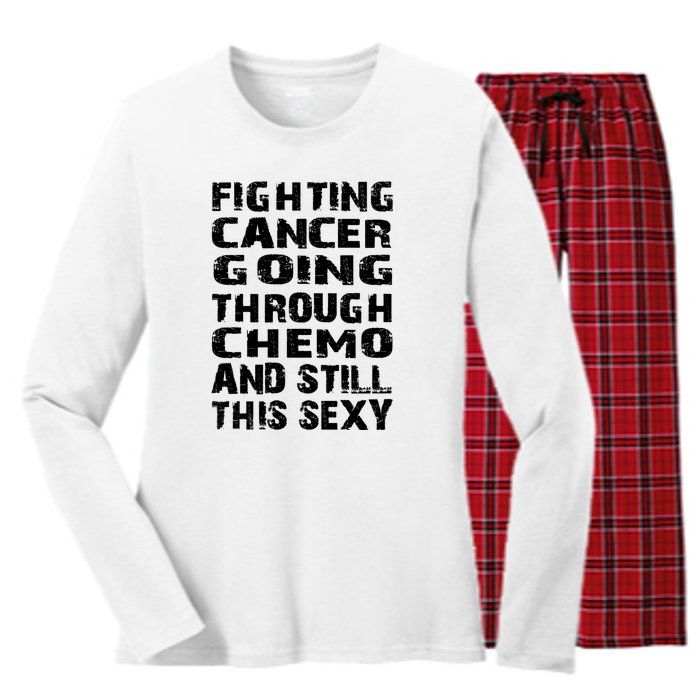 Cancer Survivor Fighting Cancer Going Through Chemo Gift Women's Long Sleeve Flannel Pajama Set 