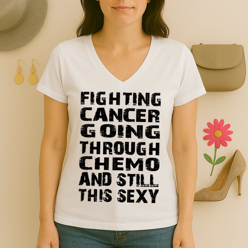 Cancer Survivor Fighting Cancer Going Through Chemo Gift Women's V-Neck T-Shirt