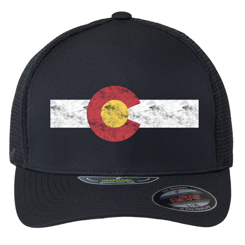 Colorado State Flag Great Gift Patriotic Day Gifgift Great Gift Flexfit Unipanel Trucker Cap
