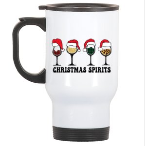 Christmas Spirits Funny Glasses Of Wine Santa Hat Leopard Gift Stainless Steel Travel Mug