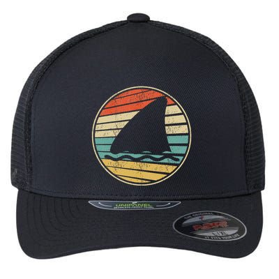 Cute Shark Fin Graphic Retro Vintage 70s 80s Shark Lover Fun Flexfit Unipanel Trucker Cap