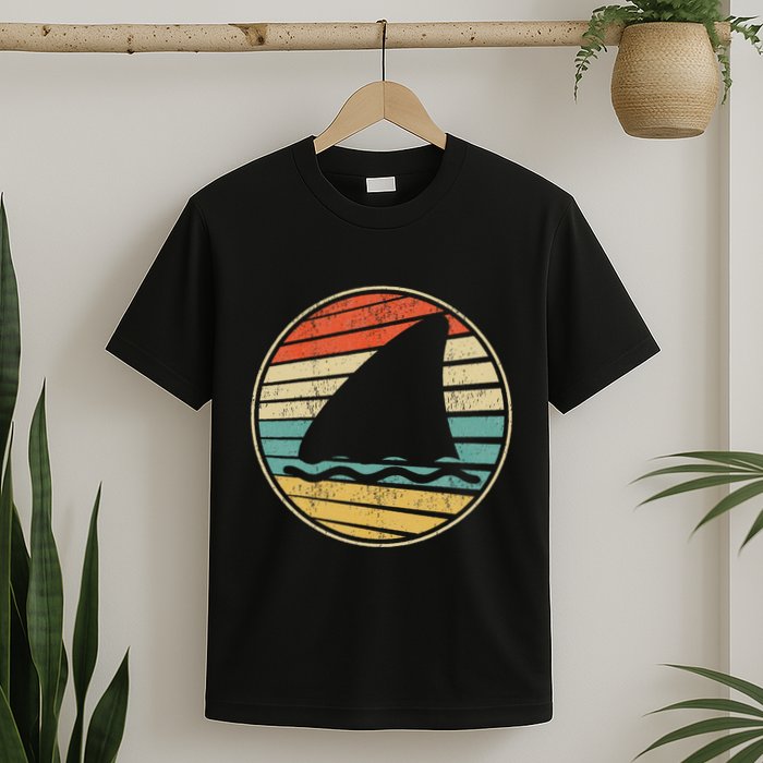 Cute Shark Fin Graphic Retro Vintage 70s 80s Shark Lover Fun T-Shirt