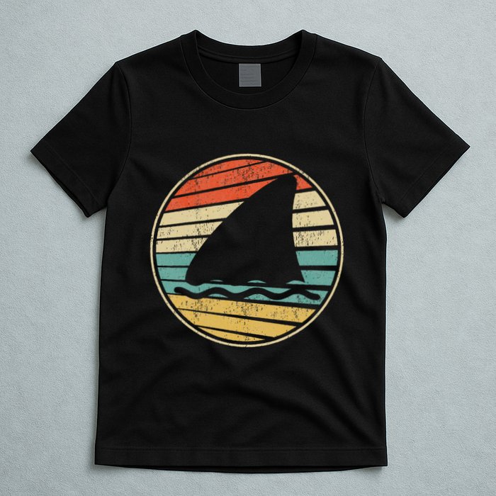 Cute Shark Fin Graphic Retro Vintage 70s 80s Shark Lover Fun T-Shirt