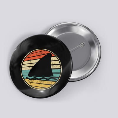 Cute Shark Fin Graphic Retro Vintage 70s 80s Shark Lover Fun Button