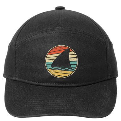 Cute Shark Fin Graphic Retro Vintage 70s 80s Shark Lover Fun 7-Panel Snapback Hat