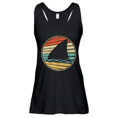Cute Shark Fin Graphic Retro Vintage 70s 80s Shark Lover Fun Ladies Essential Flowy Tank