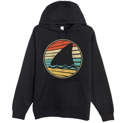 Cute Shark Fin Graphic Retro Vintage 70s 80s Shark Lover Fun Premium Pullover Hoodie