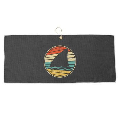 Cute Shark Fin Graphic Retro Vintage 70s 80s Shark Lover Fun Large Microfiber Waffle Golf Towel