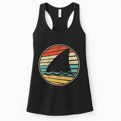 Cute Shark Fin Graphic Retro Vintage 70s 80s Shark Lover Fun Womens Tank Top