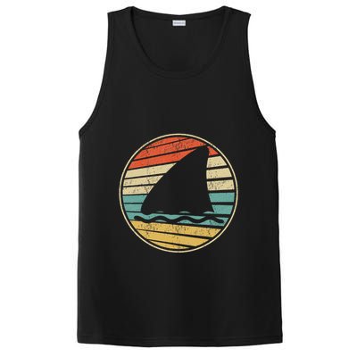 Cute Shark Fin Graphic Retro Vintage 70s 80s Shark Lover Fun PosiCharge Competitor Tank