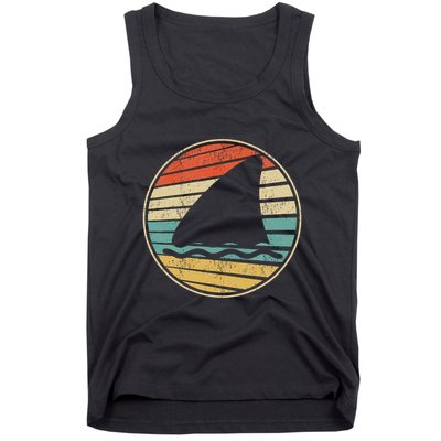 Cute Shark Fin Graphic Retro Vintage 70s 80s Shark Lover Fun Tank Top