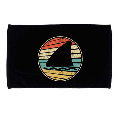 Cute Shark Fin Graphic Retro Vintage 70s 80s Shark Lover Fun Microfiber Hand Towel