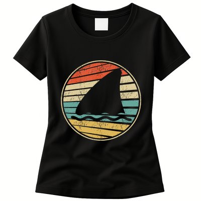 Cute Shark Fin Graphic Retro Vintage 70s 80s Shark Lover Fun Womens T-Shirt