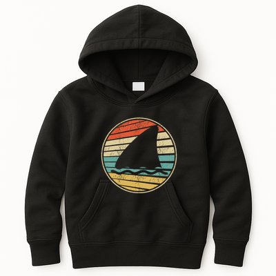 Cute Shark Fin Graphic Retro Vintage 70s 80s Shark Lover Fun Kids Hoodie