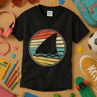 Cute Shark Fin Graphic Retro Vintage 70s 80s Shark Lover Fun Kids T-Shirt