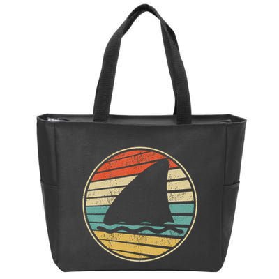 Cute Shark Fin Graphic Retro Vintage 70s 80s Shark Lover Fun Zip Tote Bag