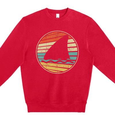 Cute Shark Fin Graphic Retro Vintage 70s 80s Shark Lover Fun Premium Crewneck Sweatshirt