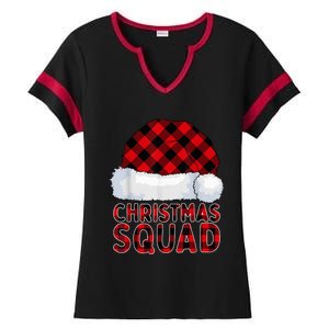 Christmas Squad Family Group Matching Xmas Plaid Pajama Ladies Halftime Notch Neck Tee