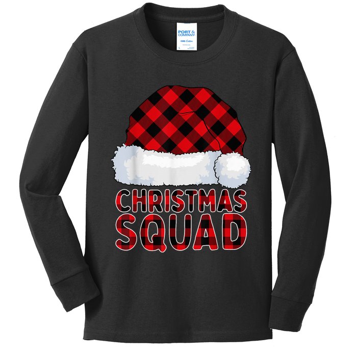 Christmas Squad Family Group Matching Xmas Plaid Pajama Kids Long Sleeve Shirt