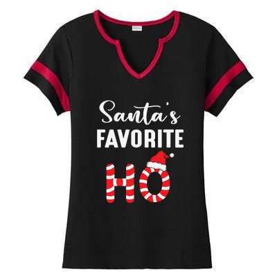 Christmas Santa’s Favorite Ho Candy Cane Funny Xmas Ladies Halftime Notch Neck Tee