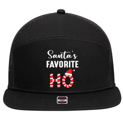 Christmas Santa’s Favorite Ho Candy Cane Funny Xmas 7 Panel Mesh Trucker Snapback Hat