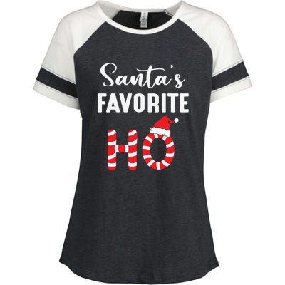 Christmas Santa’s Favorite Ho Candy Cane Funny Xmas Enza Ladies Jersey Colorblock Tee