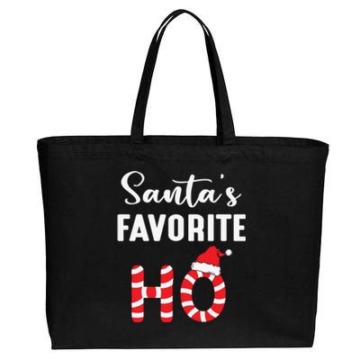 Christmas Santa’s Favorite Ho Candy Cane Funny Xmas Cotton Canvas Jumbo Tote