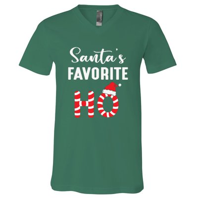 Christmas Santa’s Favorite Ho Candy Cane Funny Xmas V-Neck T-Shirt