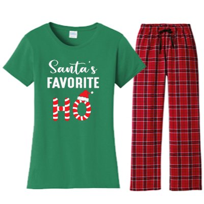 Christmas Santa’s Favorite Ho Candy Cane Funny Xmas Women's Flannel Pajama Set