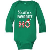 Christmas Santa’s Favorite Ho Candy Cane Funny Xmas Baby Long Sleeve Bodysuit