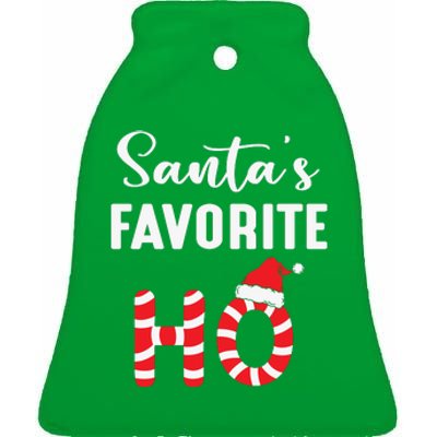 Christmas Santa’s Favorite Ho Candy Cane Funny Xmas Ceramic Bell Ornament