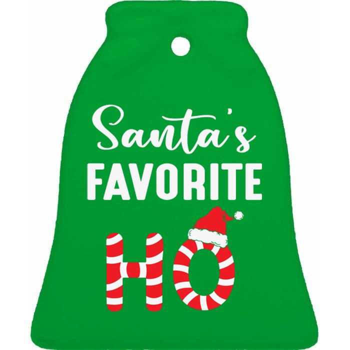 Christmas Santa’s Favorite Ho Candy Cane Funny Xmas Ceramic Bell Ornament