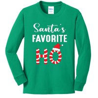 Christmas Santa’s Favorite Ho Candy Cane Funny Xmas Kids Long Sleeve Shirt