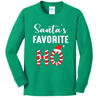 Christmas Santa’s Favorite Ho Candy Cane Funny Xmas Kids Long Sleeve Shirt