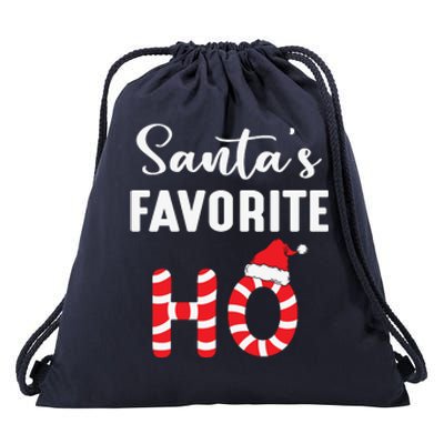 Christmas Santa’s Favorite Ho Candy Cane Funny Xmas Drawstring Bag