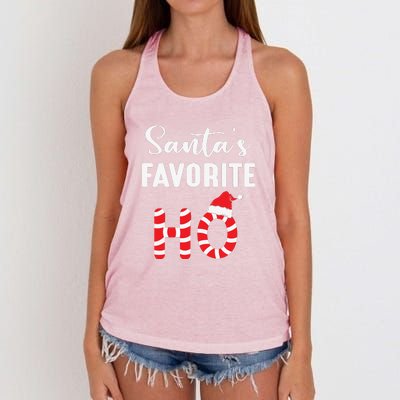 Christmas Santa’s Favorite Ho Candy Cane Funny Xmas Women's Knotted Racerback Tank