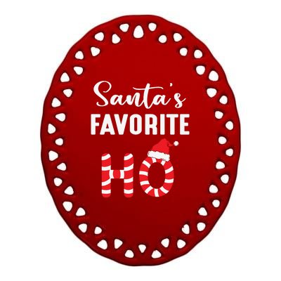 Christmas Santa’s Favorite Ho Candy Cane Funny Xmas Ceramic Oval Ornament