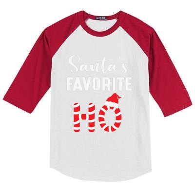 Christmas Santa’s Favorite Ho Candy Cane Funny Xmas Kids Colorblock Raglan Jersey