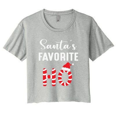 Christmas Santa’s Favorite Ho Candy Cane Funny Xmas Women's Crop Top Tee