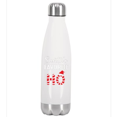 Christmas Santa’s Favorite Ho Candy Cane Funny Xmas Stainless Steel Insulated Water Bottle