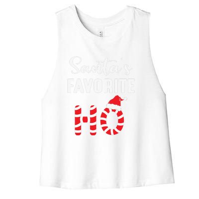 Christmas Santa’s Favorite Ho Candy Cane Funny Xmas Women's Racerback Cropped Tank